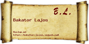 Bakator Lajos névjegykártya